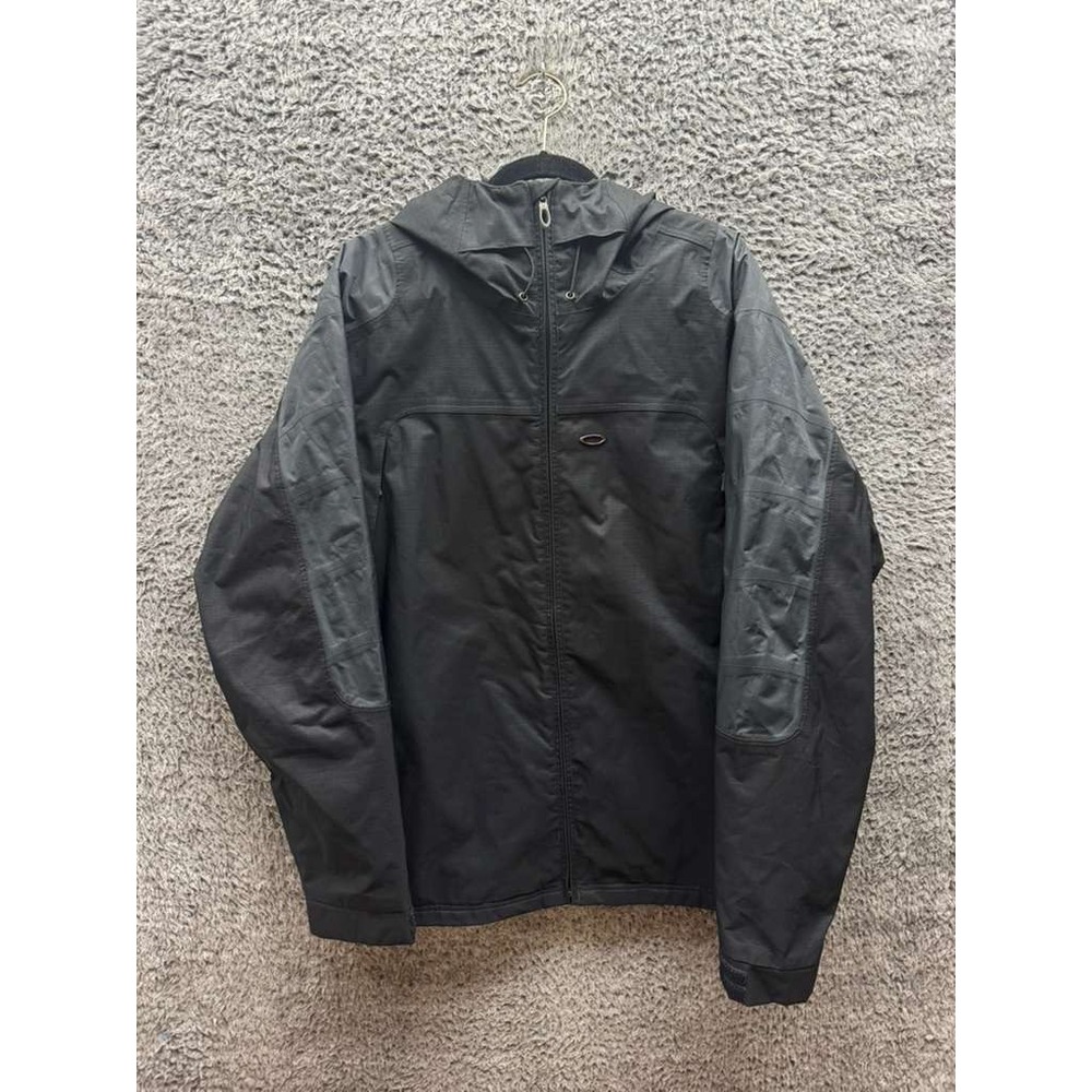 Vintage Y2K Oakley Regular Fit Nylon Full-Zip Hooded Parka Jacket Black Mens L